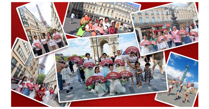 Des dames chinoises d’un certain âge ont attiré l’attention en dansant en plein air au son de la musique chinoise à Paris pour soutenir les athlètes chinois